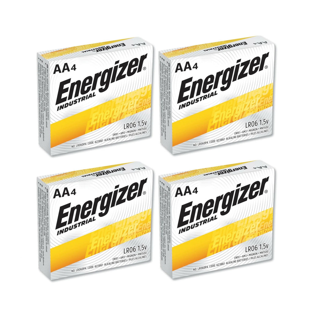 16 Energizer Industrial AA Alkaline Batteries (EN91, LR6)