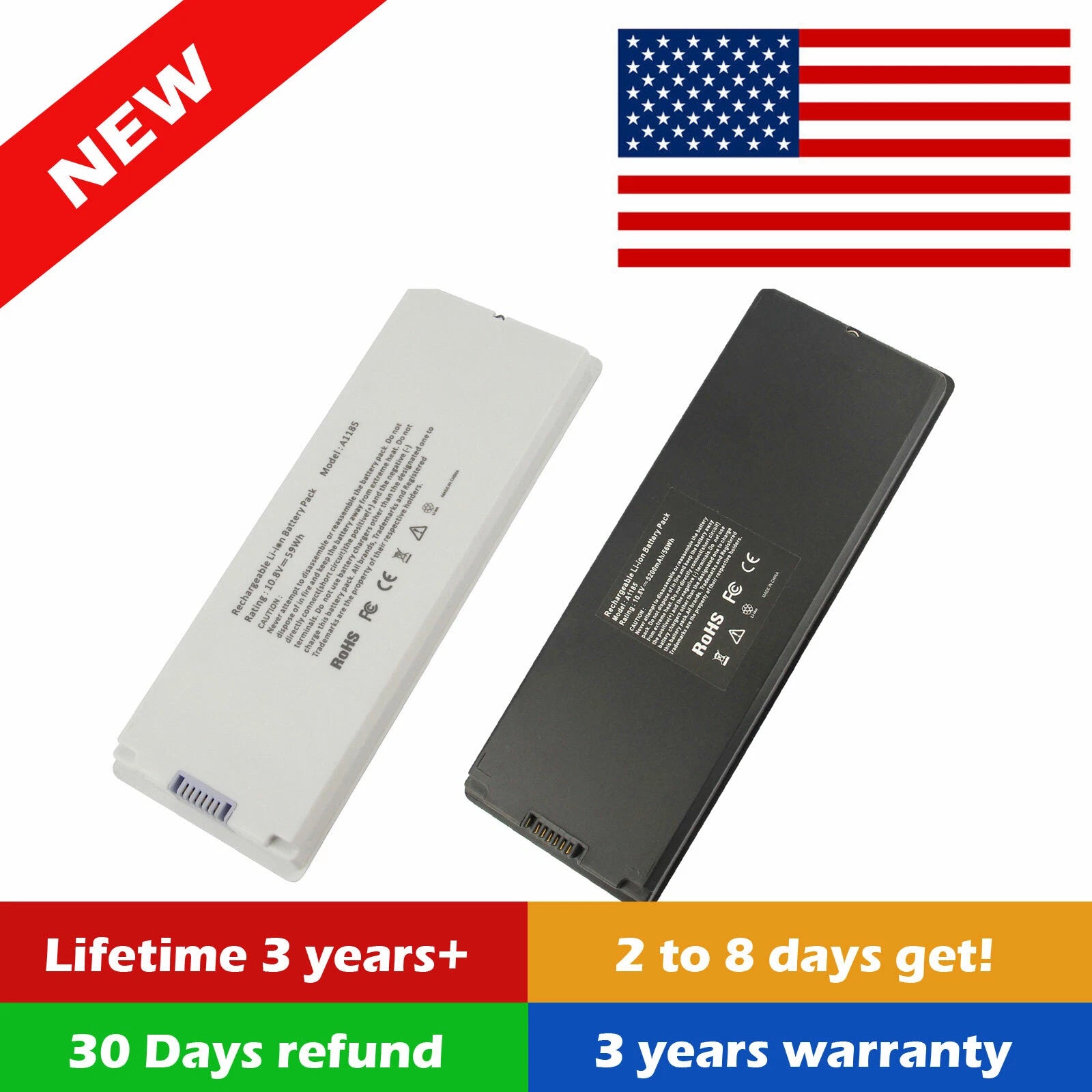 Battery for Apple MacBook 13" A1185 A1181 (2006 2007 2008 2009) MA566 MA561 COOL