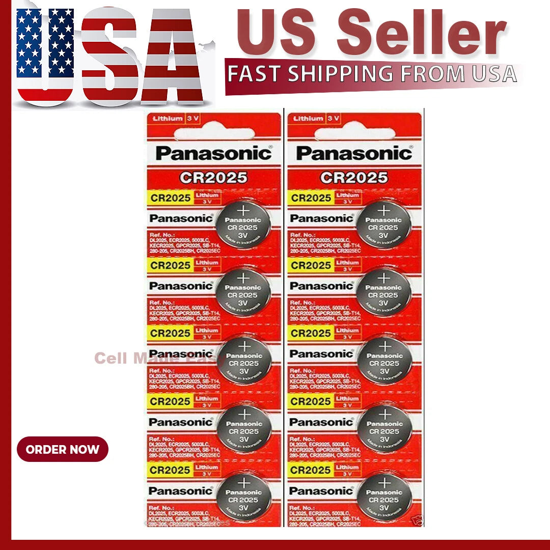 10 x Fresh PANASONIC CR 2025 CR2025 CR-2025 LITHIUM COIN CELL Battery Exp 2030