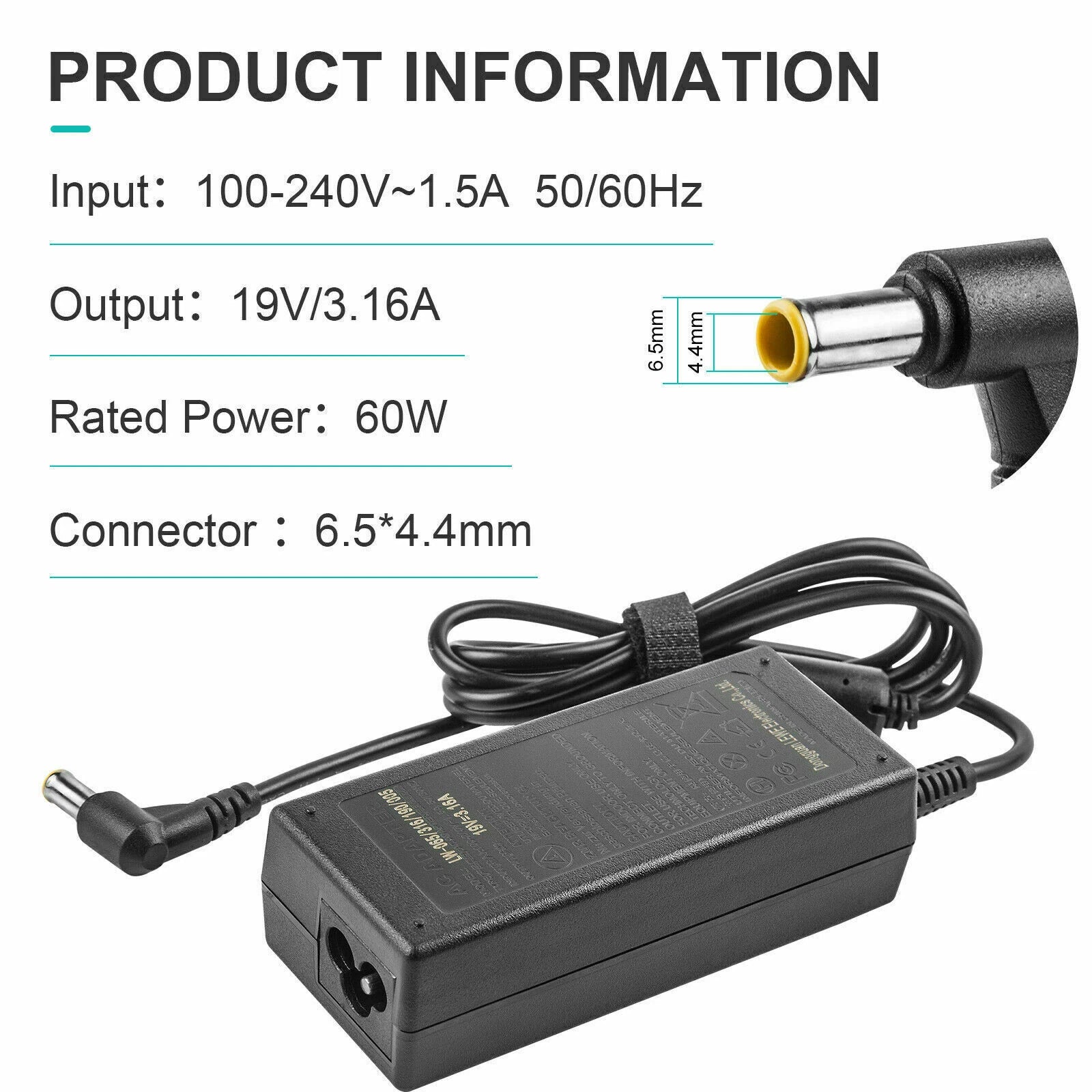 Adapter Charger For 19V LG 19" 20" 22" 23" 24" 27" Monitor 27MP38VQ ADS-25FSG-19