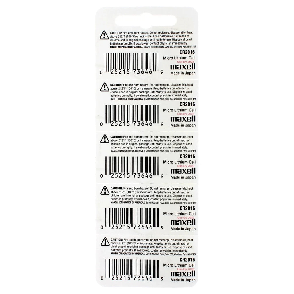 Maxell CR2016 Cell Battery, Watches and Electronics - 5 Pieces