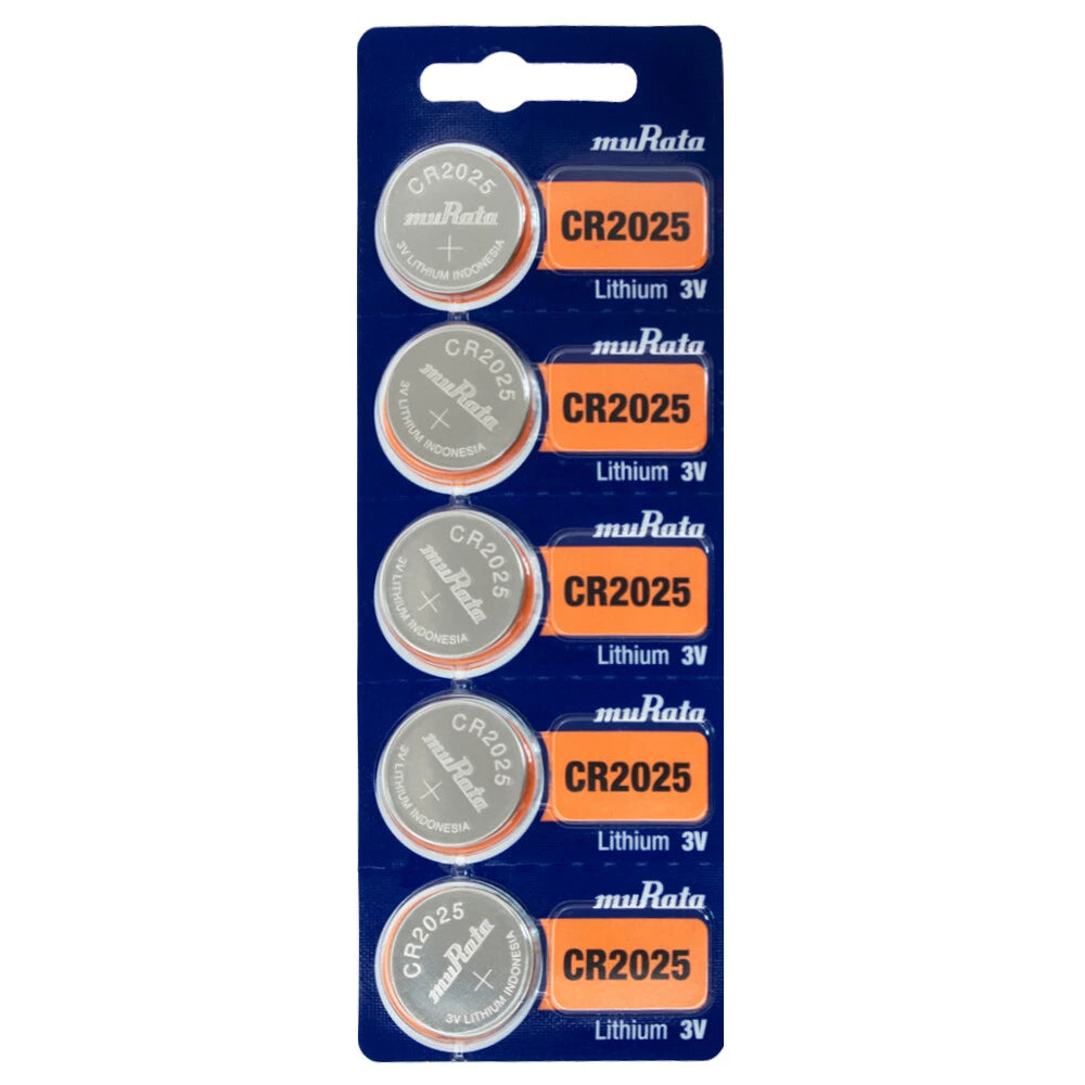 Murata CR2025 160mAh 3V Lithium (LiMNO2) Coin Cell Batteries - 5-Piece Strip