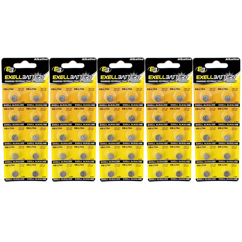 5pc 10pk Exell EB-L754 Alkaline 1.5V Watch Battery Compatible With AG5 393