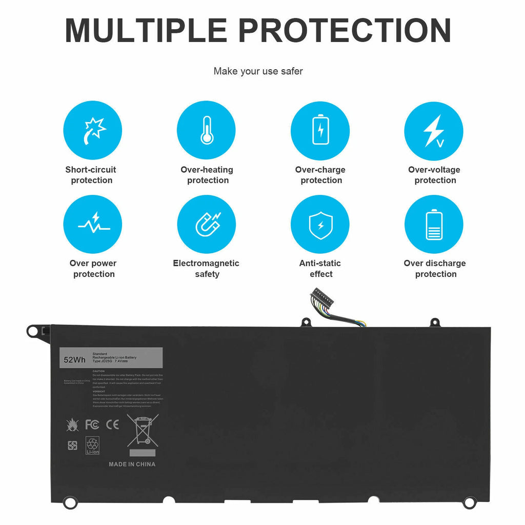 JD25G Battery For Dell XPS 13 9343 13 9350 0DRRP 0N7T6 5K9CP 90V7W JHXPY P54G