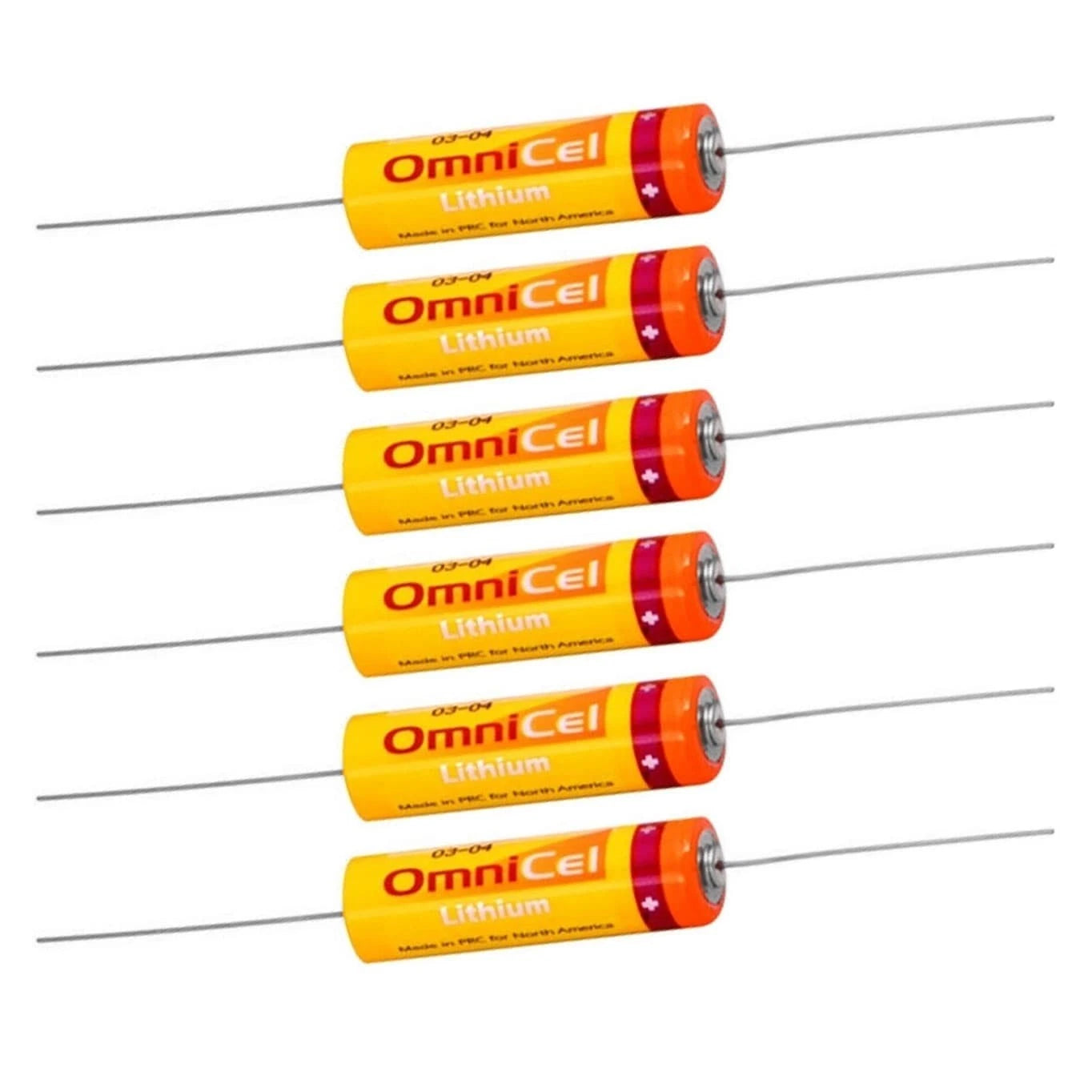 6x OmniCel ER14505 3.6V 2.4Ah AA Lithium Battery Axial Pins Sensors Detectors
