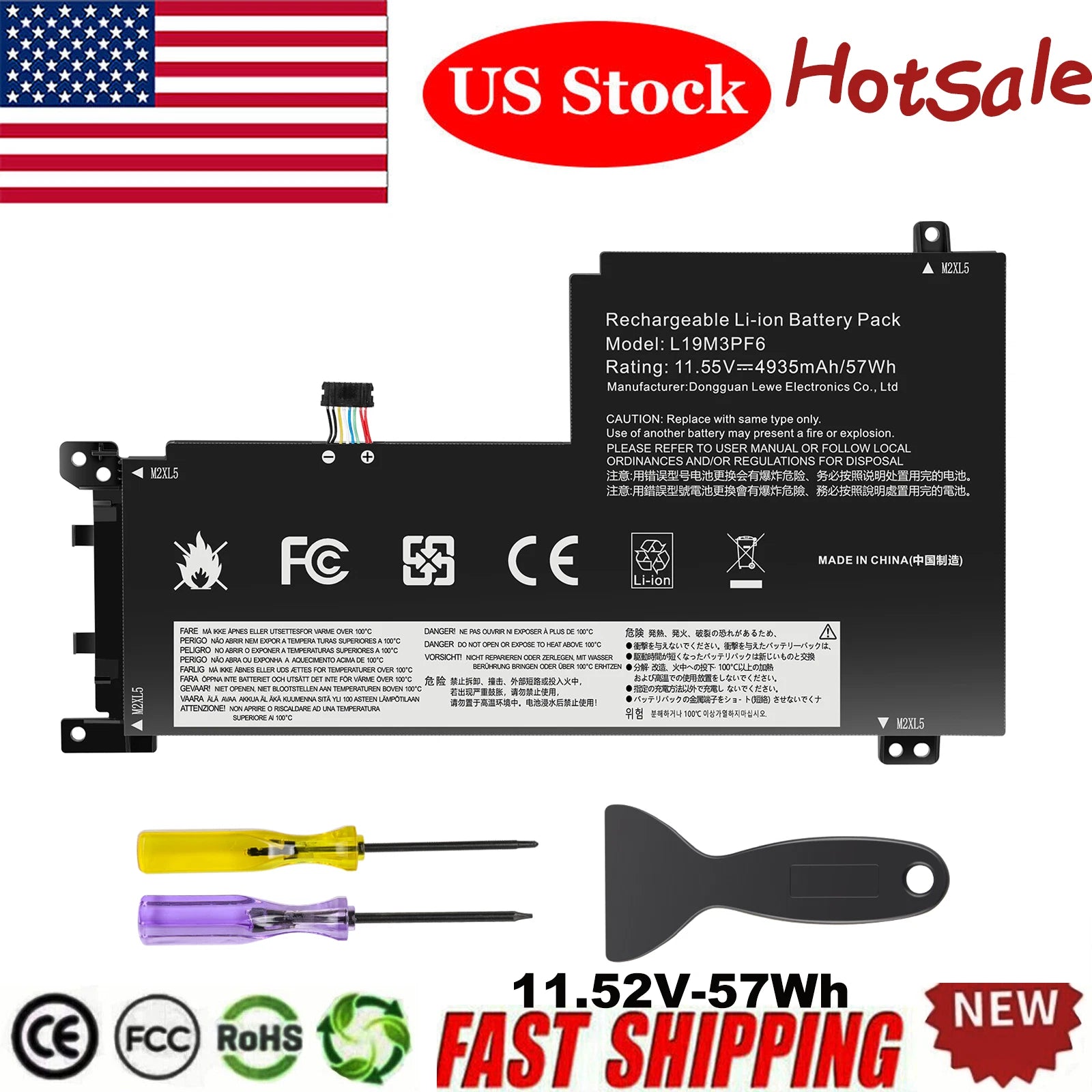 New L19M3PF6 L19D3PF3 Battery for Lenovo Ideapad 5-15IIL05 5-15ARE05 5-15ITL05