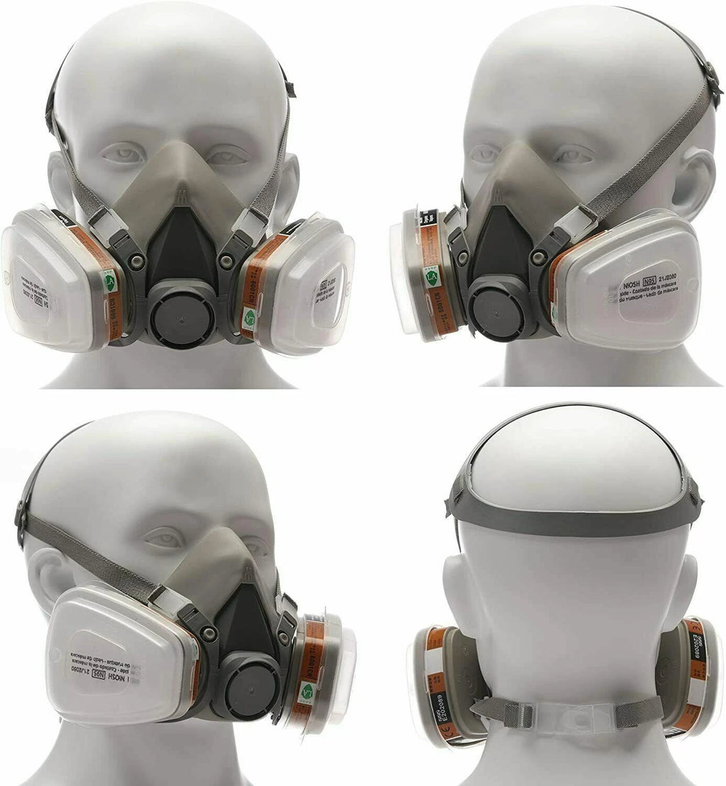 Respirator Half Face Gas Mask Facepiece Spray Painting Safety Glasses For 6200