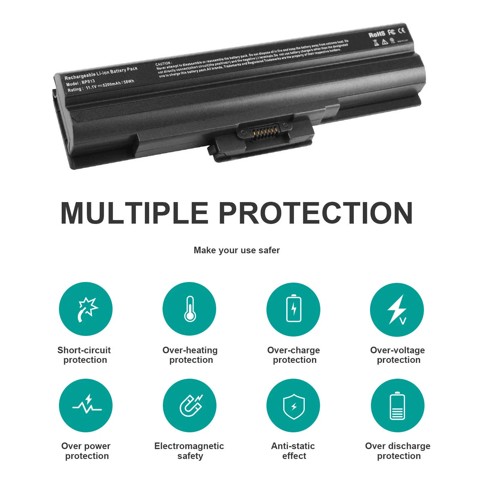 VGP-BPS13/Q Battery for Sony VGP-BPS13A/Q VGP-BPS13/S VGP-BPS13A/S 5200mAh US