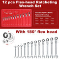 ??12Pcs Metric Combination Wrench Flexible Head Ratchet Spanner Tool Set 8-19mm