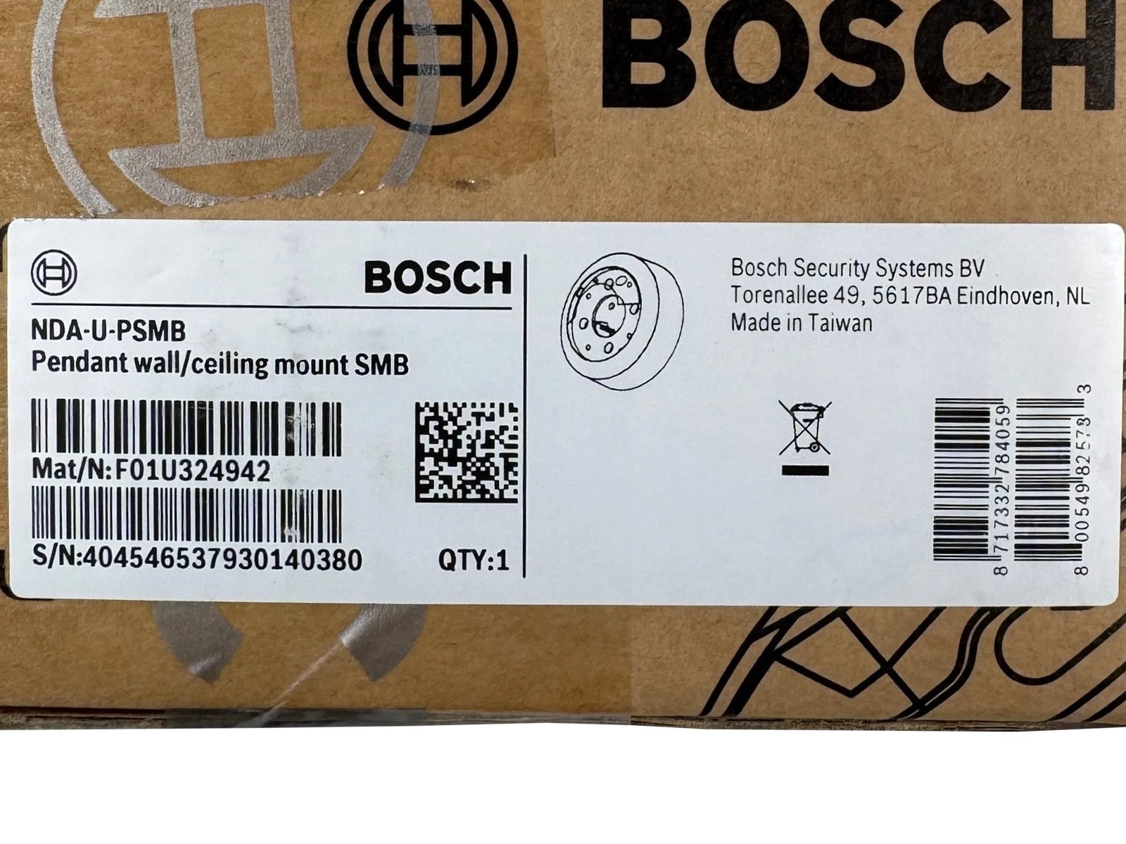 NEW Bosch NDA-U-PSMB Pendant Wall Ceiling Mount SMB - Surface Mount F01U324942