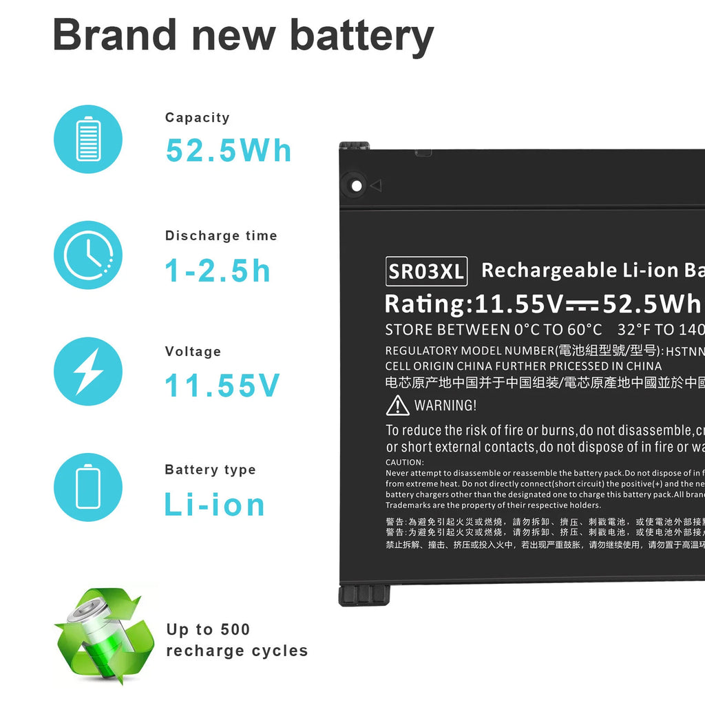 SR03XL Laptop Battery for HP Pavilion 15-CX 15-cx0020nr L08855-855 HSTNN-IB8L PC