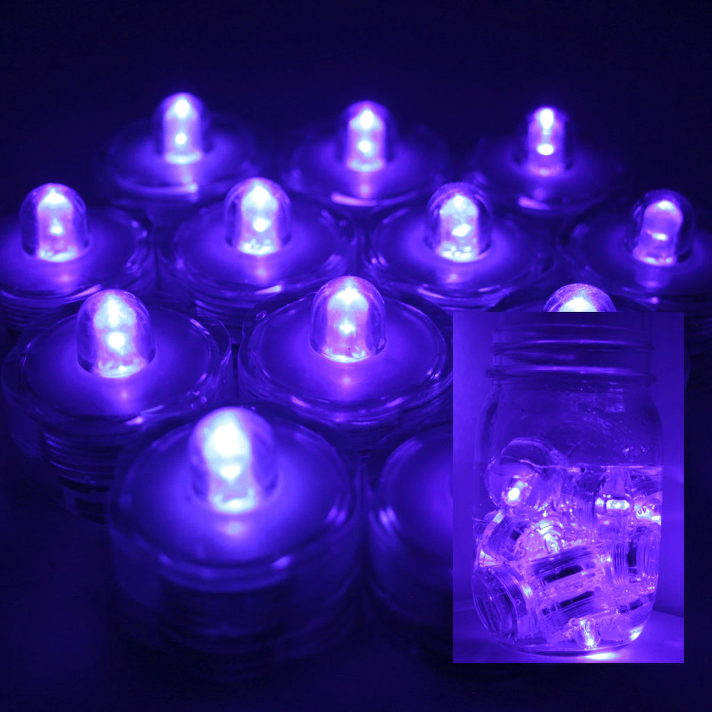 12 Pack PURPLE Submersible Waterproof Underwater Battery LED Tea Light~Wedding