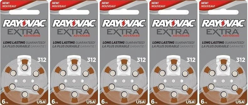 Rayovac Extra Hearing Aid 312 Size batteries Zinc air 30 - 240 cells- Exp-2029