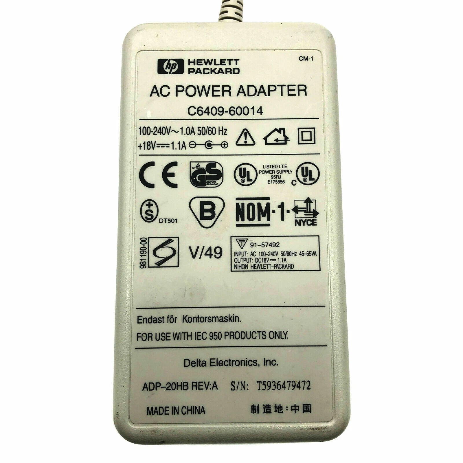 Open Box Genuine HP Adapter for DeskJet Printer 825C 830C 832C 840C 841C 842C