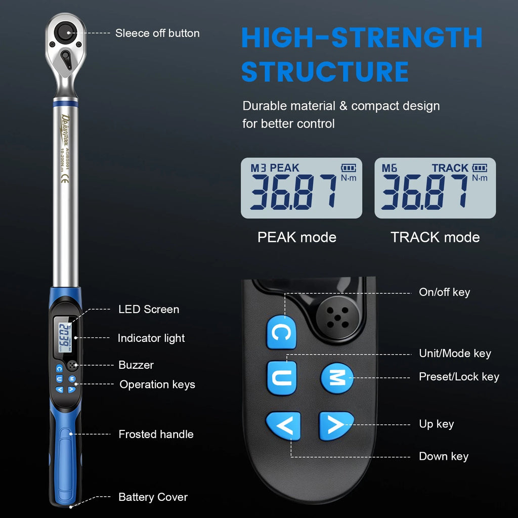 ?Dejunpool Digital Torque Wrench Adjustable Torque Wrench 1/2" Drive 10-200NM US