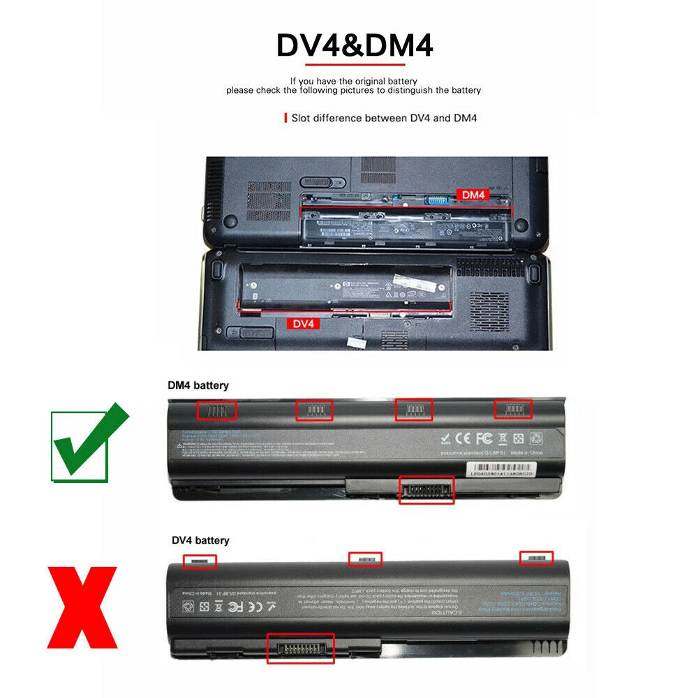 For HP Pavilion dv7 dv6 dv5 g6 g7 dm4 G72 593553-001 COMPAQ Laptop 6Cell Battery