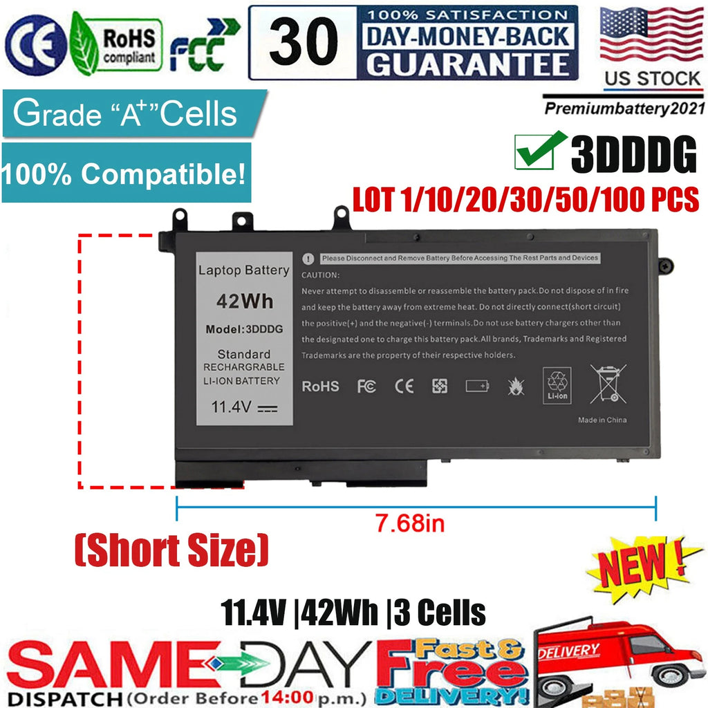 ?LOT UPGRADED BATTERY 3DDDG FOR DELL LATITUDE E5280 E5480 E5490 E5580 E5590 42Wh