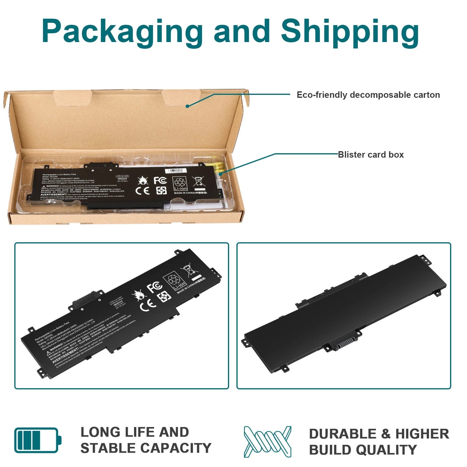 AE03XL TPN-DB1M Laptop Battery for HP 240 245 250 255 256 G10 N21969-005 41.04Wh