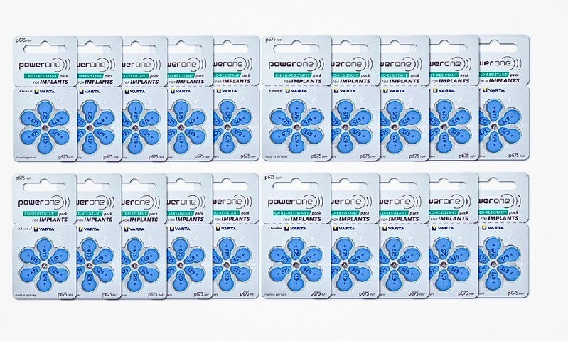 120 Cochlear Implant plus Hearing Aid Batteries by Powerone P675 675 Exp 2027