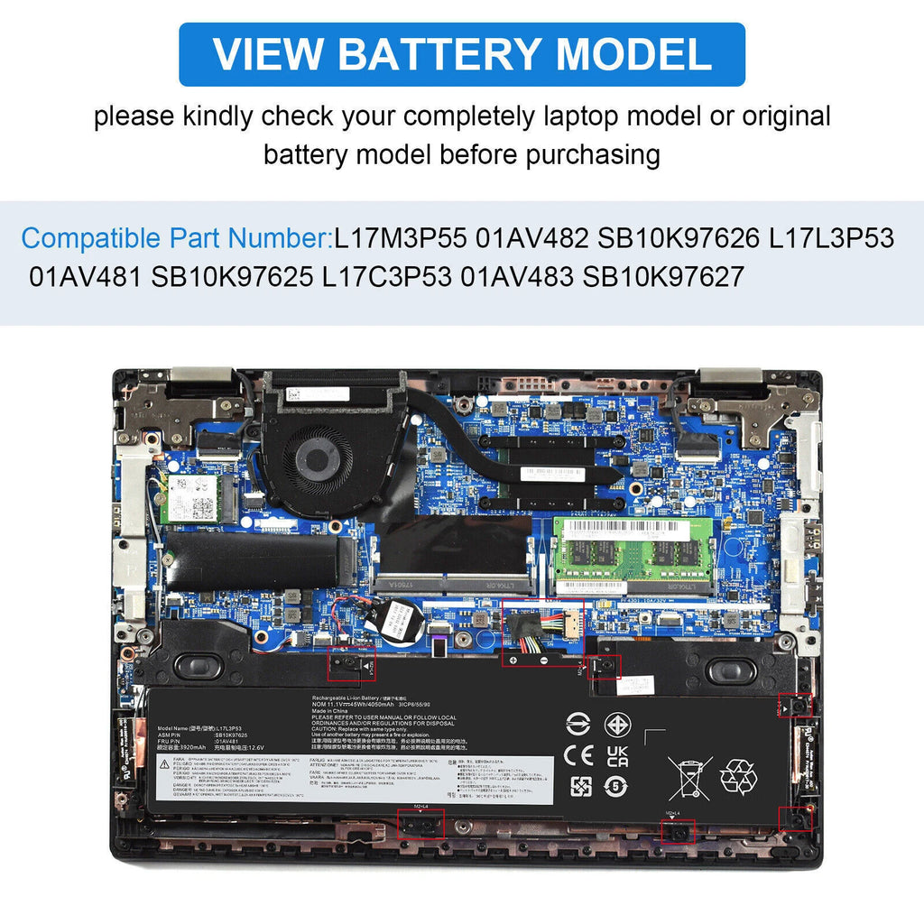 L17L3P53 01AV483 01AV481 Battery for Lenovo ThinkPad L380 L390 Yoga L17M3P55