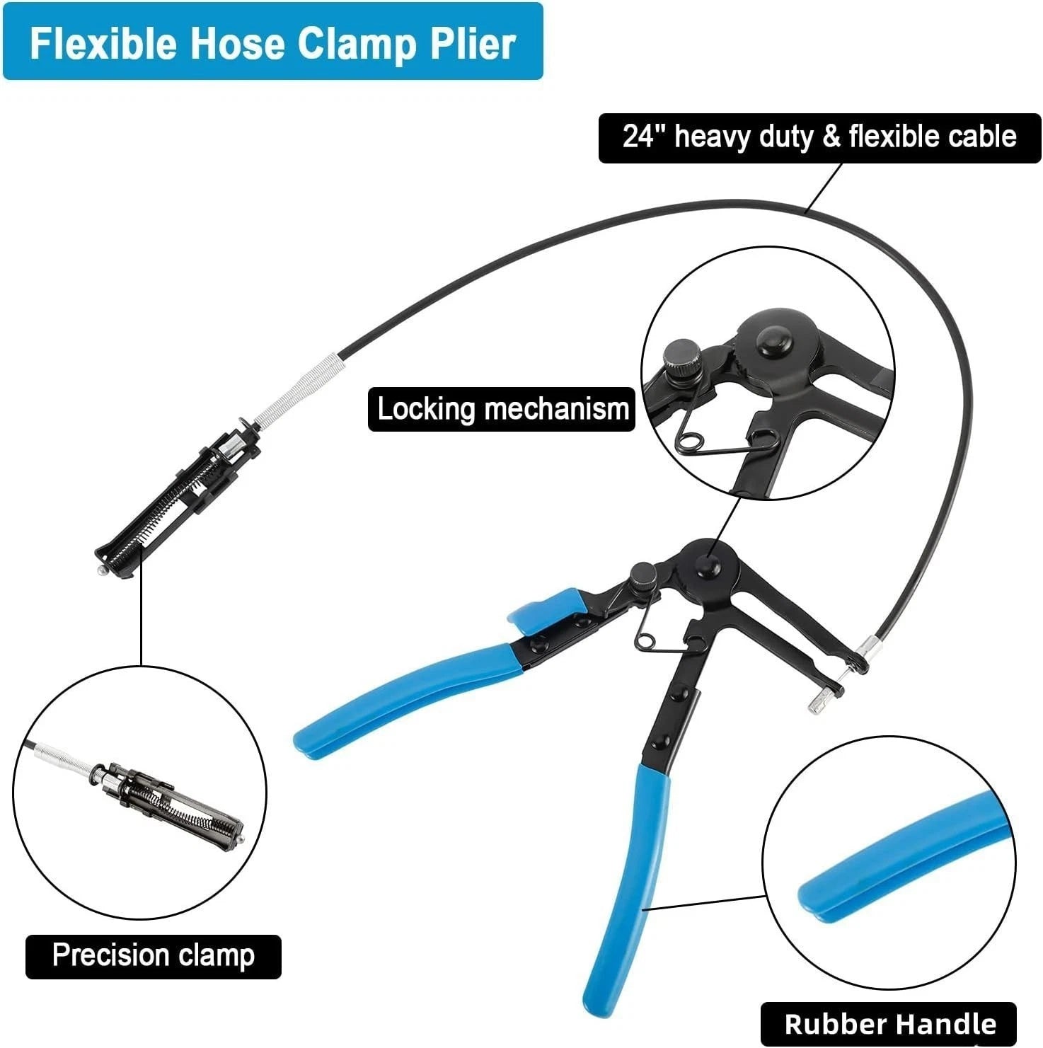 Hose Clamp Clip Remover Pliers Wire Long Reach Kit Fuel Oil Water Hose Tool 10PC