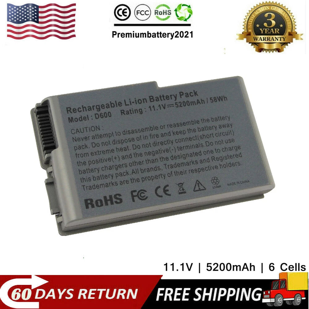6 Cells Battery for Dell Latitude D520 D500 D600 D610 C1295 Notebook PC