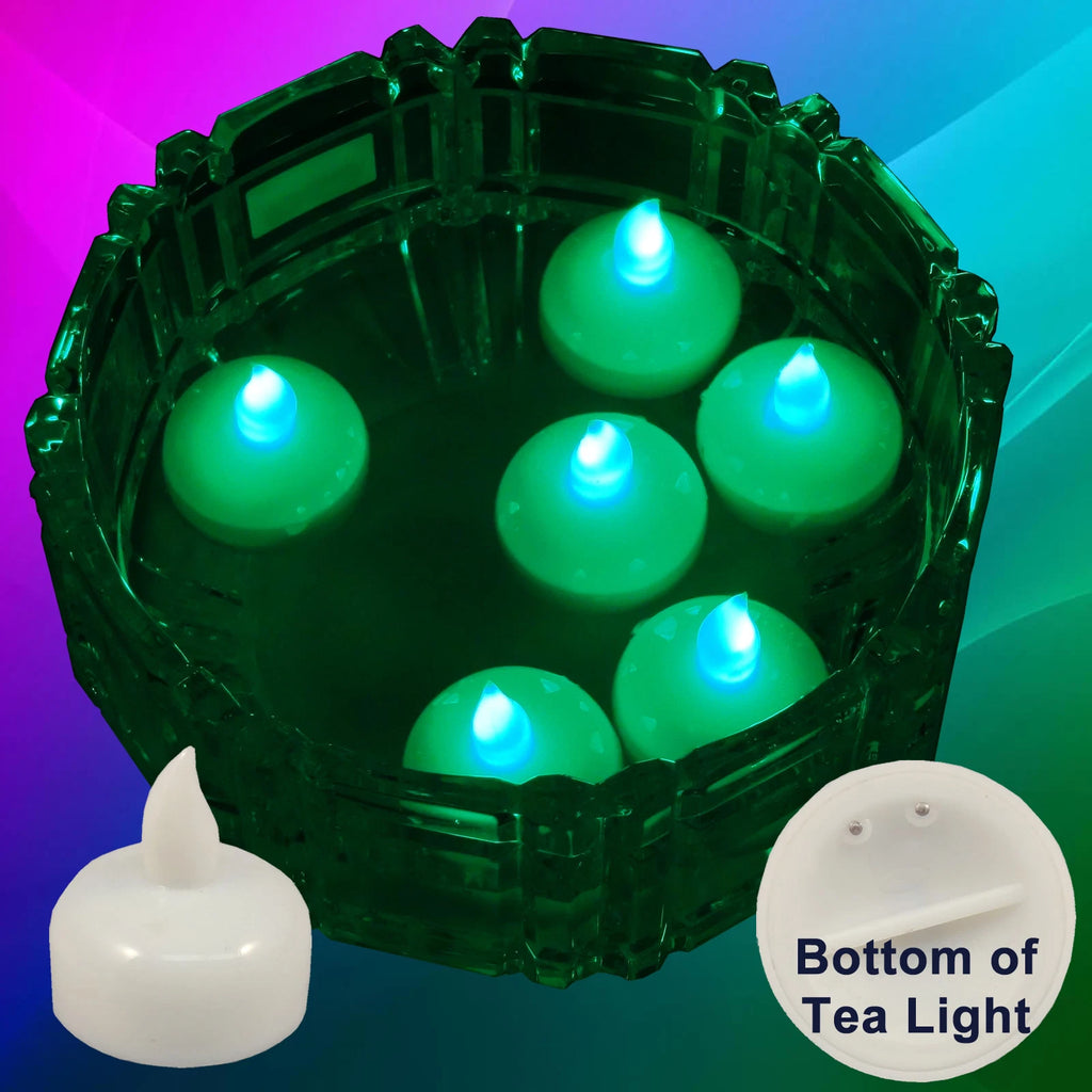 12 Flameless Floating LED tealight Battery operated Candle Green tea lights NEW