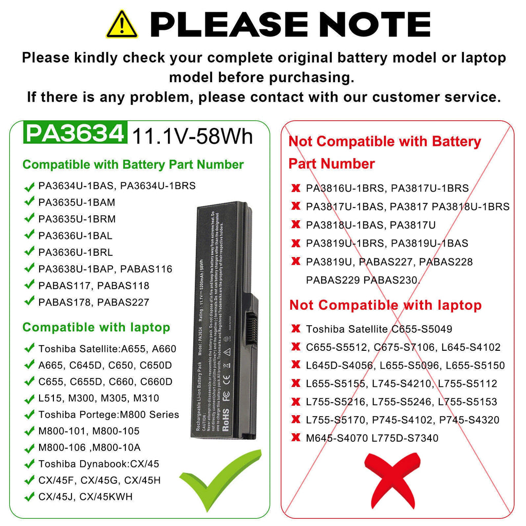 Battery for PA3634U Toshiba Satellite C640D C650 C655 L645 L655 L700 L730 L750