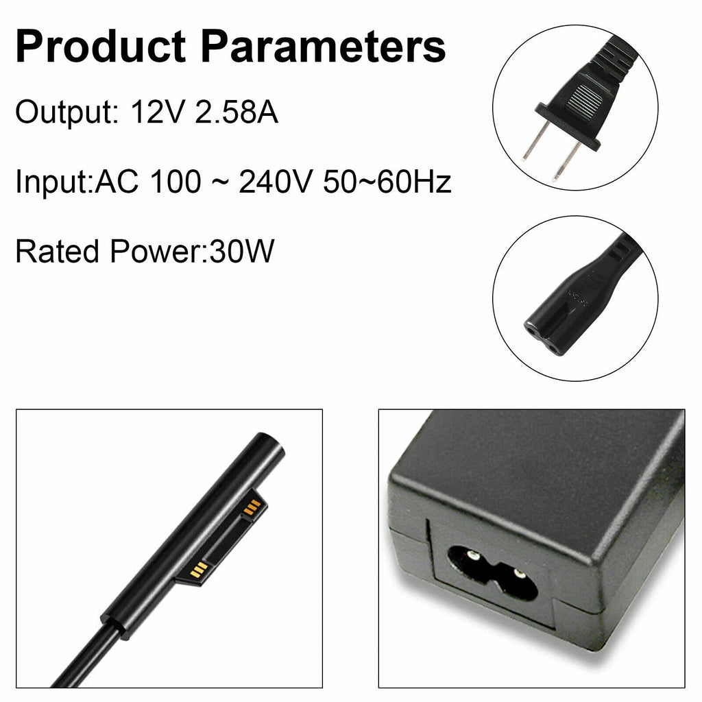 For Microsoft Surface 2 3 RT, Pro 1 2 3 4 5 6 7 Windows 8 10.6 Tablet Charger