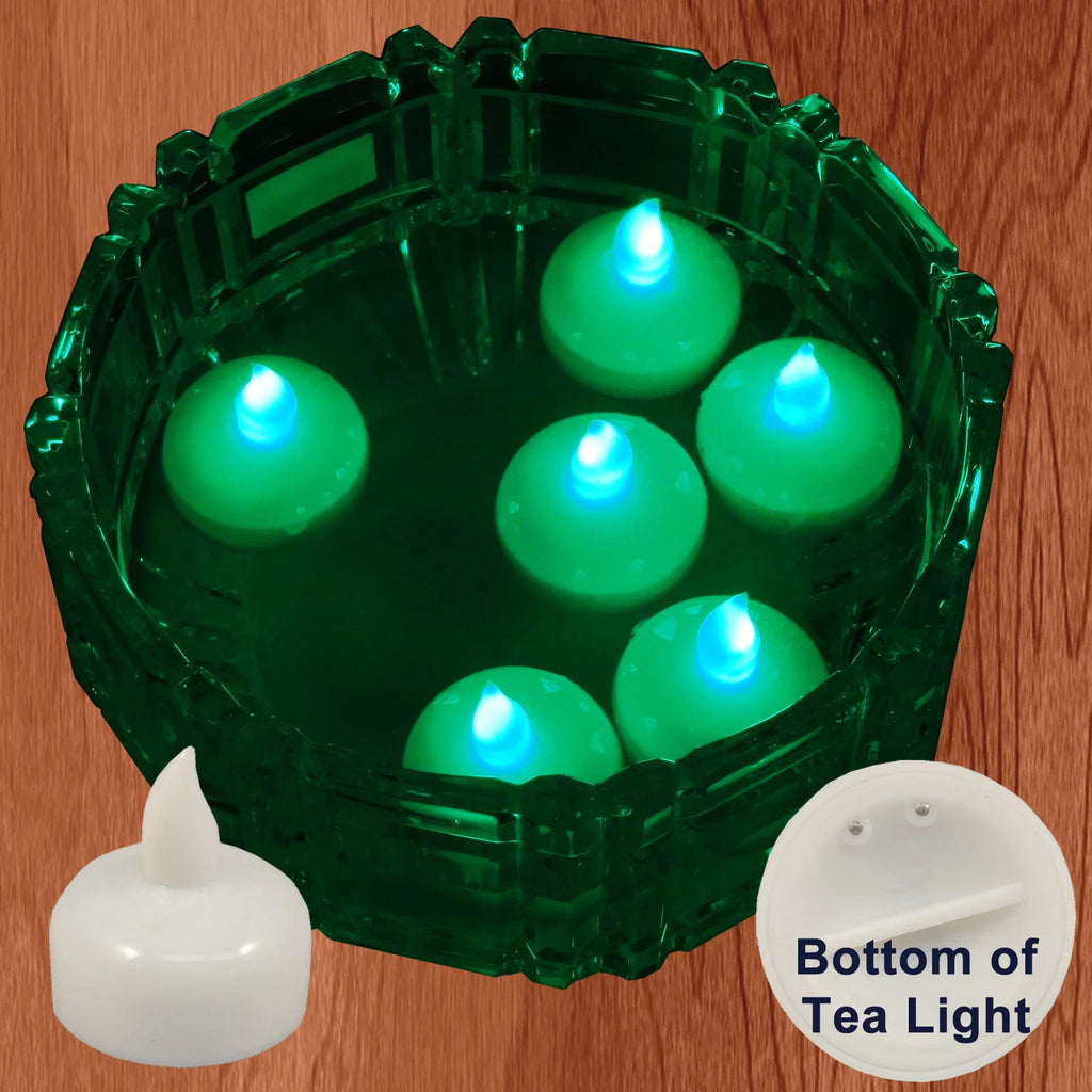 18 Flameless Floating LED tealight Candle Battery operated Green tea lights NEW