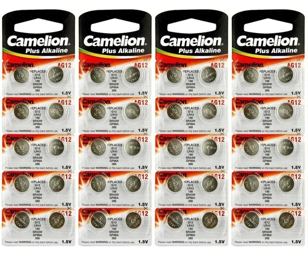 40 AG12 LR43 Camelion 386 LR1142 1.5V Alkaline Button Cell Battery Watch Remote