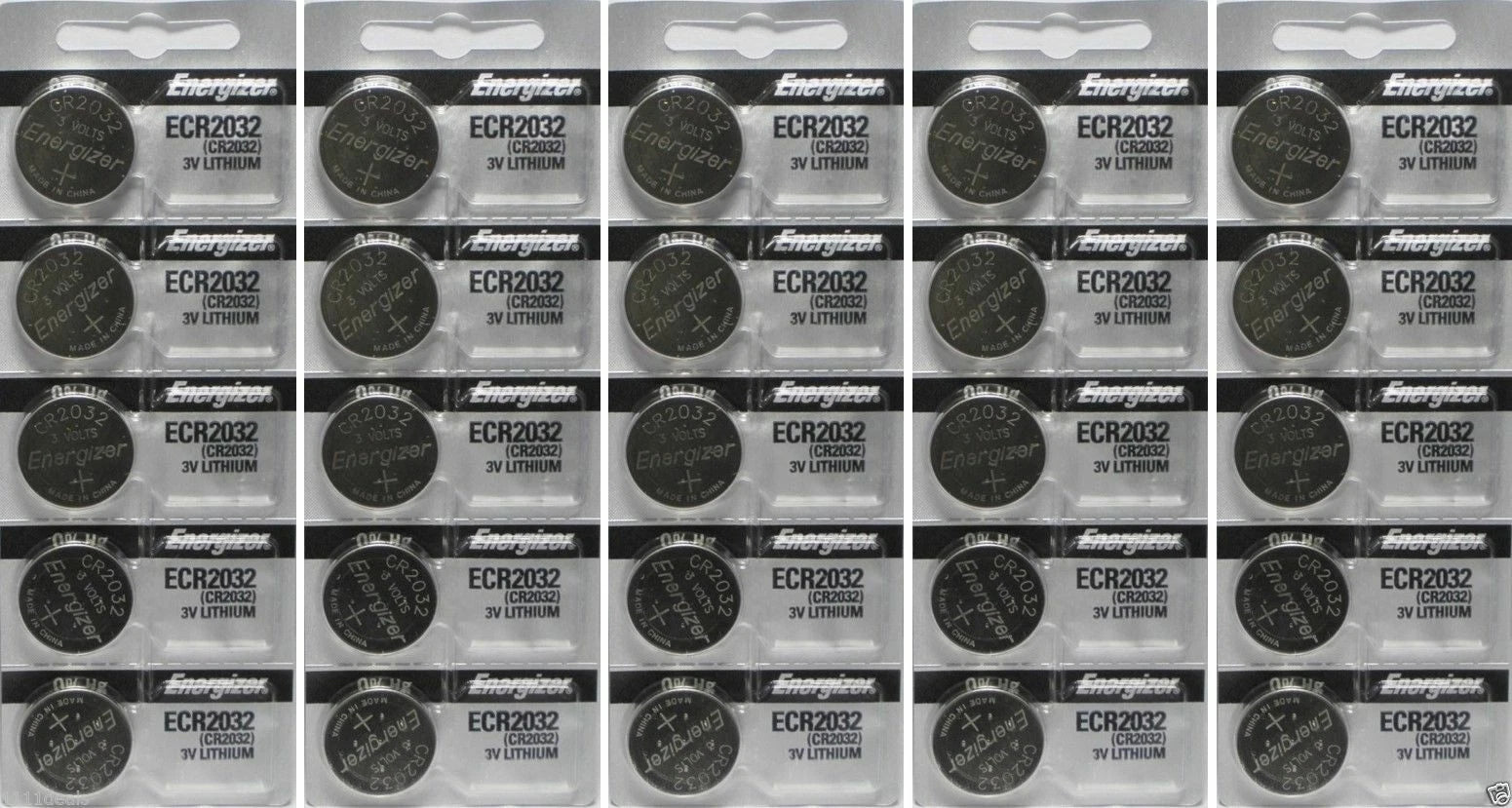 Energizer ECR2032 100 Pieces Genuine Fresh Date CR2032 2032 Lithium 3V Batteries