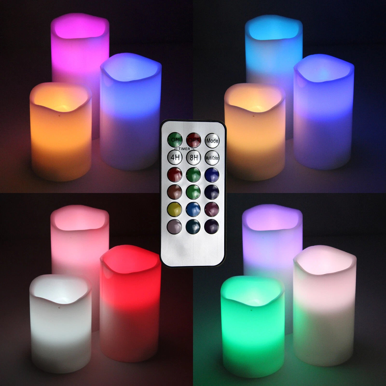 3pc set LED Real wax battery operated flameless candles color changing & remote