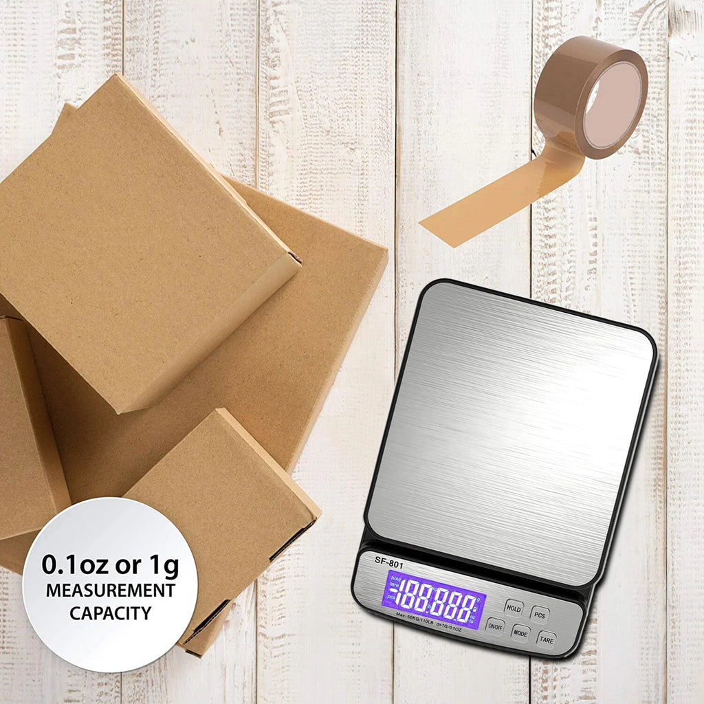 110 LB x 1g Digital Scale Postal Shipping Scale AC Adapter Battery SF-801