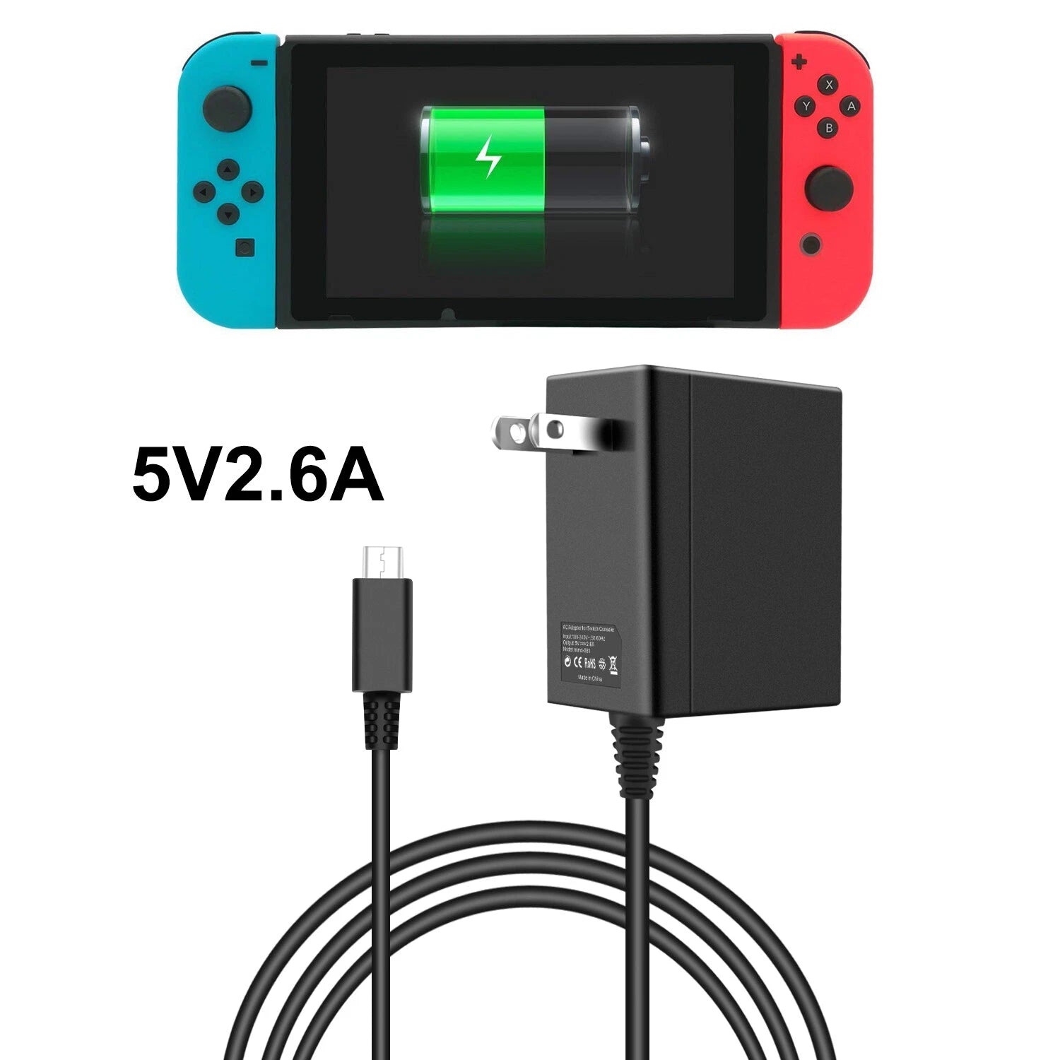5/15V 2.6A USB C Charger For Nintendo Switch TV Dock Mode AC Power Adapter TypeC