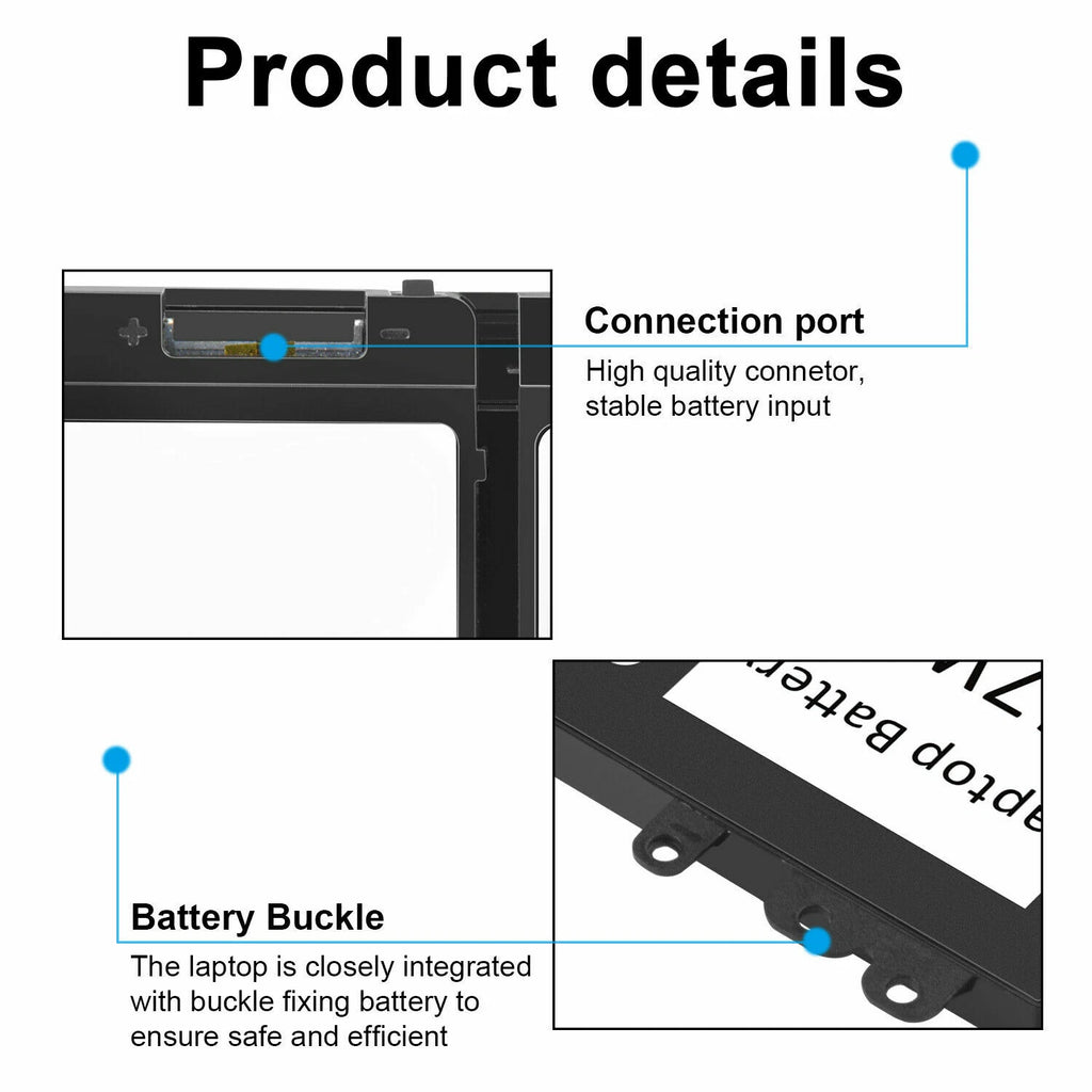 For Dell Latitude E5270 12.5" Laptop Battery 11.4V 47Wh NGGX5 W9FNJ 954DF