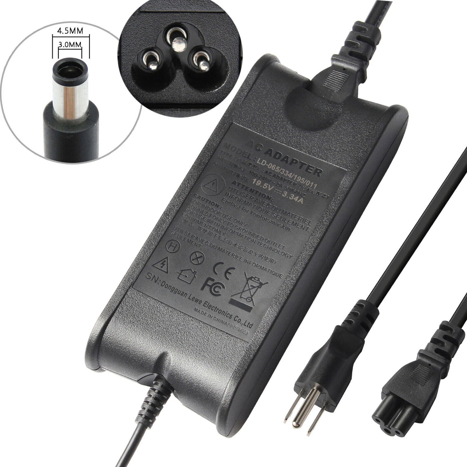 Charger AC Adapter For Dell Inspiron 15 3510 Vostro 15 3510 P112F Power Cord 65W