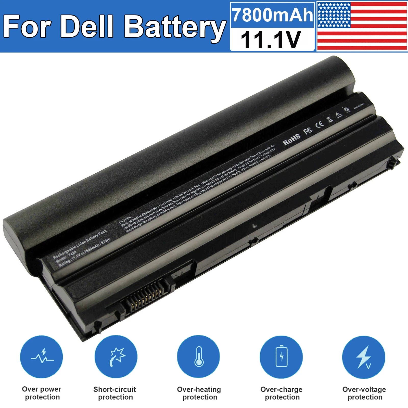 7800mAh Battery For Dell Latitude E6540 E6530 E6440 E6430 E6420 312-1163 T54FJ