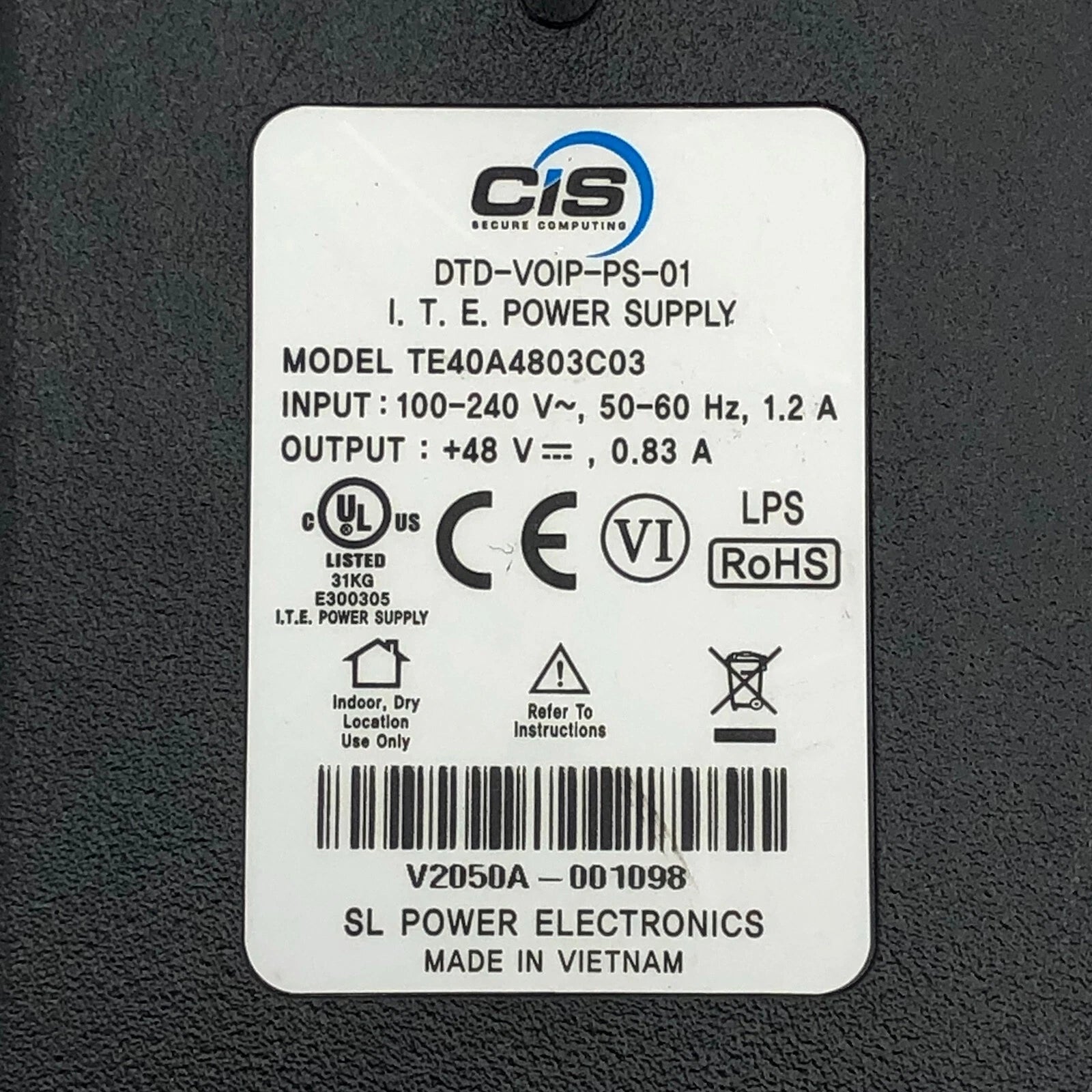 NEW Genuine SL Power 40W AC Adapter for TE40A4803C03 Power Supply 48V