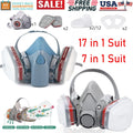 7 IN 1 Half Face Gas Mask for 6200/7502 Gas Painting Spray Protection Respirator