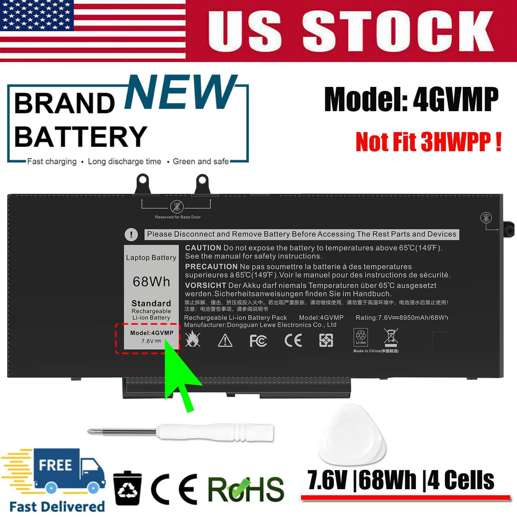 ?4GVMP 9JRYT BATTERY For DELL LATITUDE 5400 5410 5500 5510 Precision 3540 3550