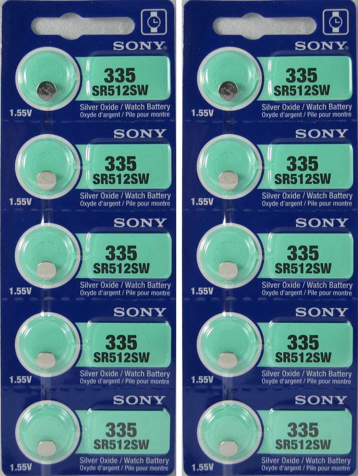 10 Sony Silver Oxide 335 Batteries