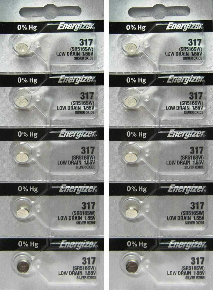 317 Energizer Watch Batteries SR516SW SR516 0% HG Pack Of 20 Brand New