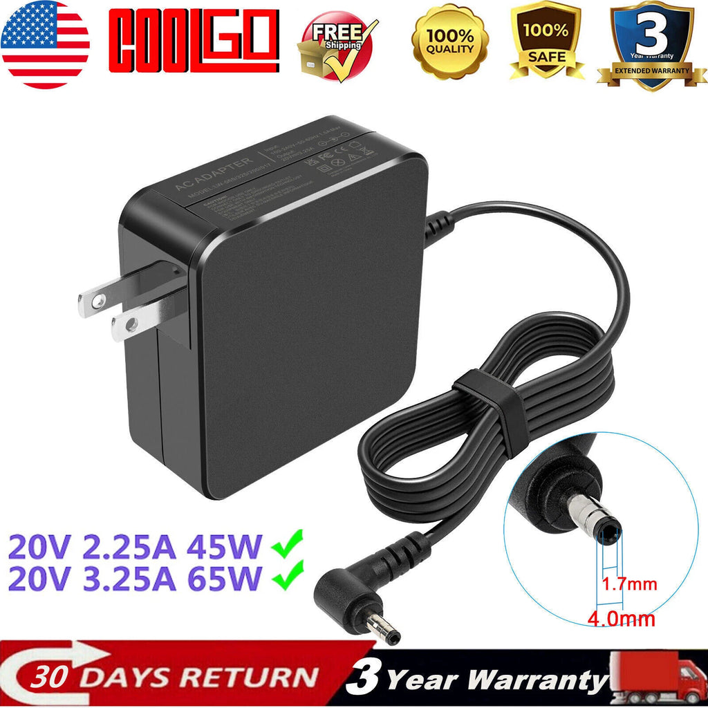 Charger For Lenovo IdeaPad 3 15IIL05 81WE00KVUS 65W AC Adapter Power Supply Cord