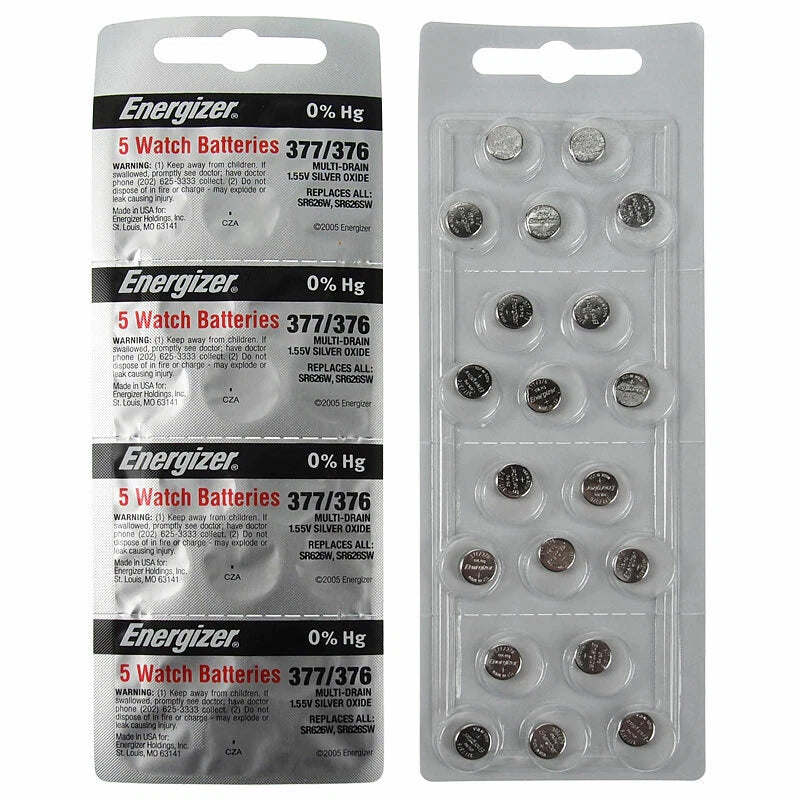 20 x FRESH Energizer 377 376 WATCH BATTERY SR626SW SR626W Silver Oxide Battery