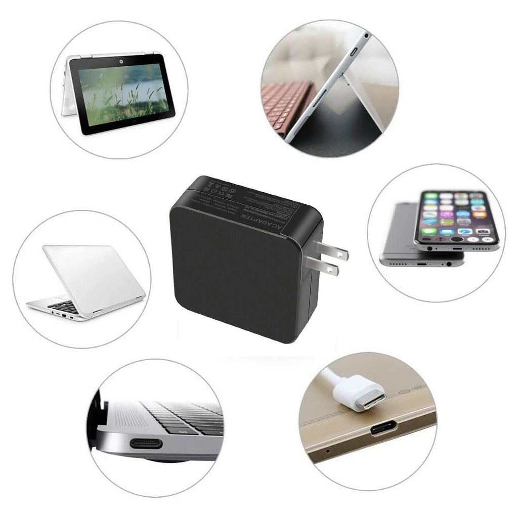 65W Laptop Charger Adapter Type C USB-C Adapter for Lenovo Asus MacBook HP Dell