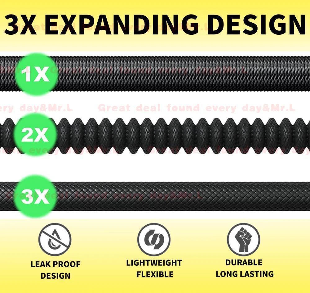 5 Times Stronger Deluxe Expandable Flexible Garden Hose Water Hose 75 100 125FT