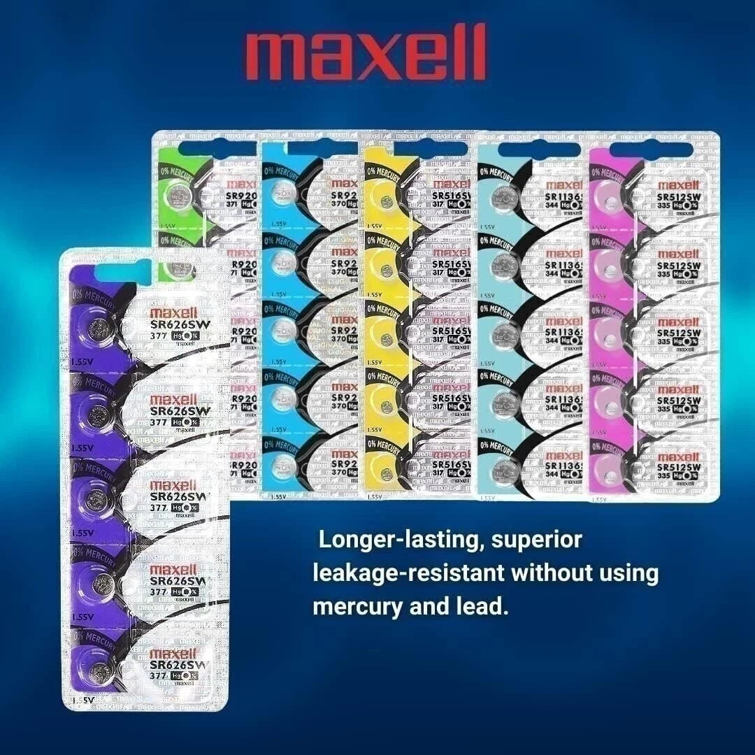 One (1) X Maxell 377 SR626SW SB-AW Silver Oxide Watch Battery 1.55v Blister...