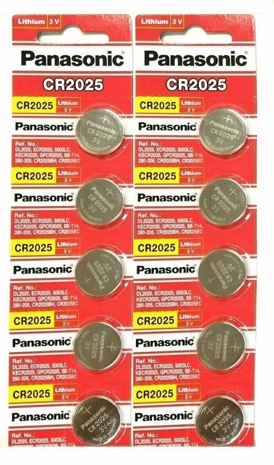 5 x Fresh PANASONIC CR 2025 CR2025 ECR2025 LITHIUM COIN CELL Battery Exp 2027