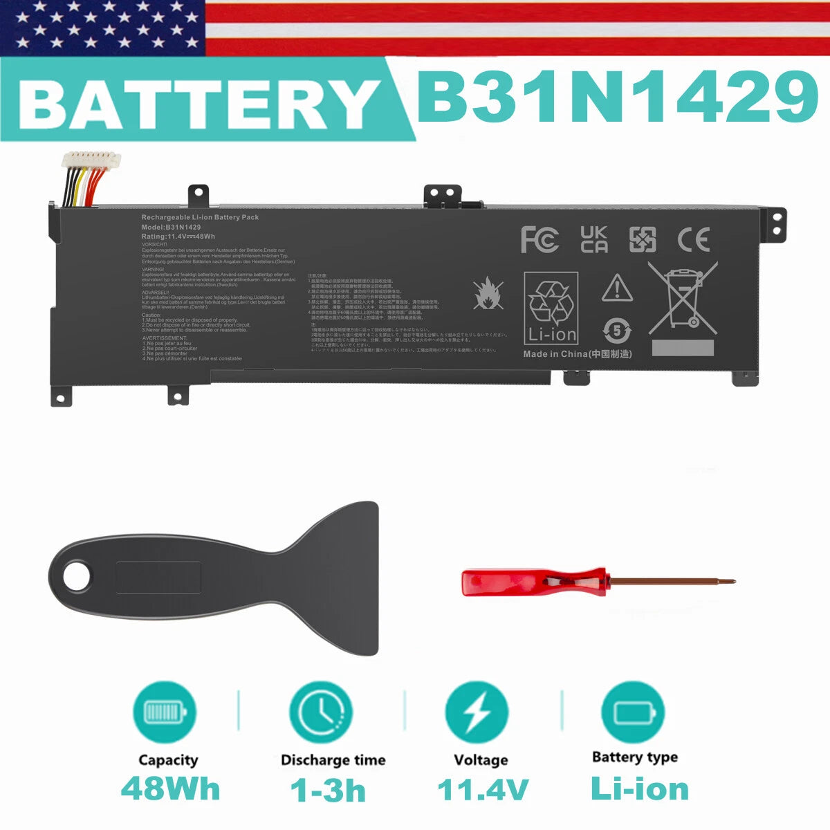 B31N1429 Battery For ASUS Vivobook K501U K501UW K501L K501LX K501LB K501UB A501L